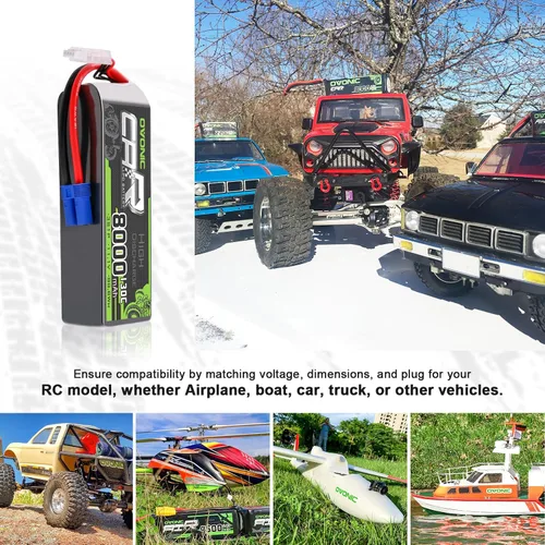 Vista 5 de OVONIC 3S LiPo Batería 8000mAh 11.1V 130C RC Batería con conector EC5 (paquete de 2)