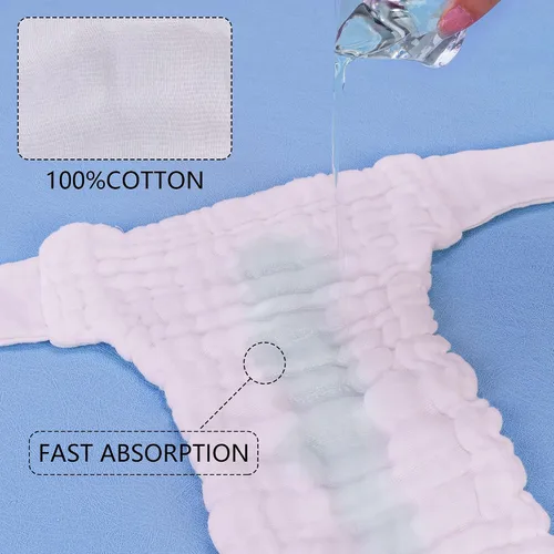 Vista 2 de Max Shape Paquete de 6 pantalones de algodón para bebés niñas y niños, pañales de algodón ajustables de 13 capas