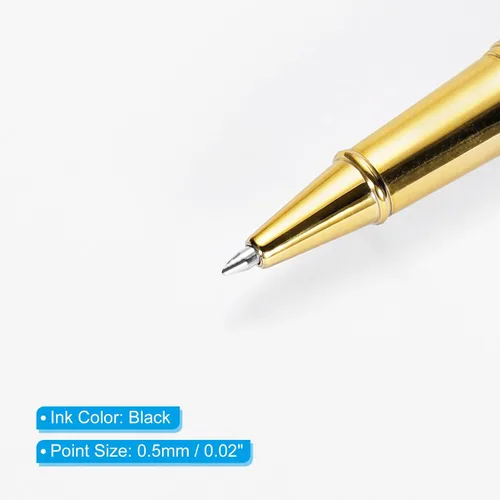 Vista 4 de PATIKIL Bolígrafo de tinta negra, bolígrafo de metal de negocios de 0.020 in con caja de regalo, lujo profesional para tomar notas, rojo dorado