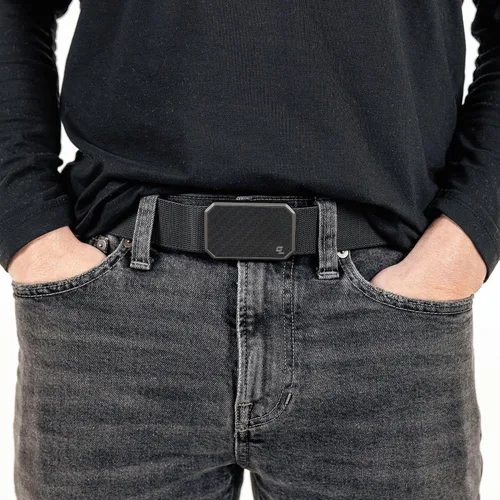 Vista 4 de Groove Life - Cinturón de nailon elástico para hombre con hebilla magnética de aluminio