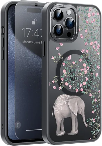 Vista 69 de Goodon para iPhone 15 Pro Max con protector de pantalla de privacidad, compatible con Magsafe, funda translúcida mate a prueba de golpes - Linda