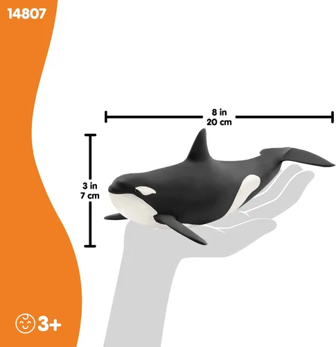 Vista 5 de schleich Wild Life - Juguete de ballena asesina – Figura realista de orca de 8 pulgadas – Figura de animal de vida silvestre del océano para jugar