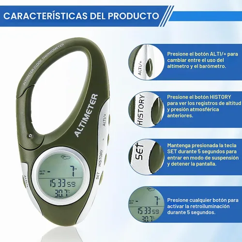 Vista 2 de Digital Altimeter Portable Backpacking Altimeter Thermometer
