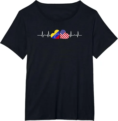 Vista 10 de Camiseta Venezuela American Heartbeat para mujer, Negro, S