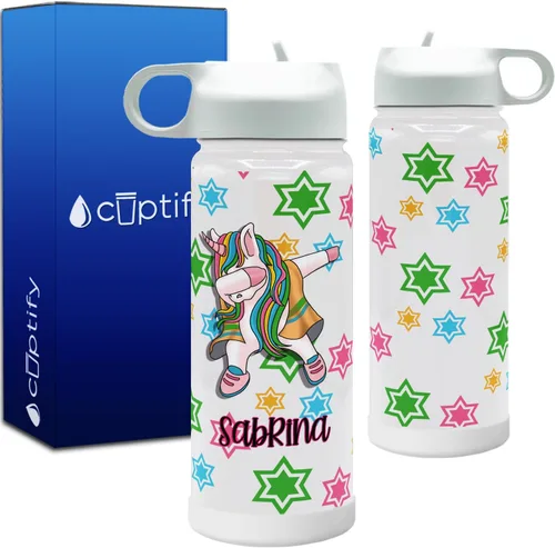 Vista 12 de Cuptify Botella de agua personalizada de unicornio con tapa y funda protectora de silicona, regalo personalizado para niñas que creen en la magia