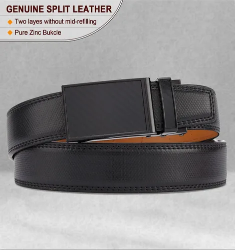 Vista 3 de Cinturón de piel auténtica con trinquete BULLIANT para hombre, tamaño personalizado