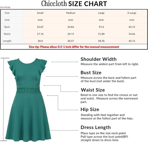 Vista 3 de CHICCLOTH Vestidos vintage para mujer, con volantes, bordados, acampanados, acampanados, para cóctel, fiesta, boda, invitadas