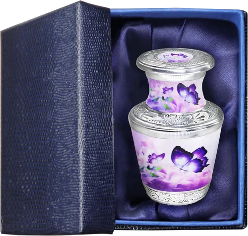 Vista 9 de M MEILINXU Urna para cenizas para mujeres y hombres, urnas de cremación para cenizas humanas, mujeres y hombres, urna de entierro con mariposas