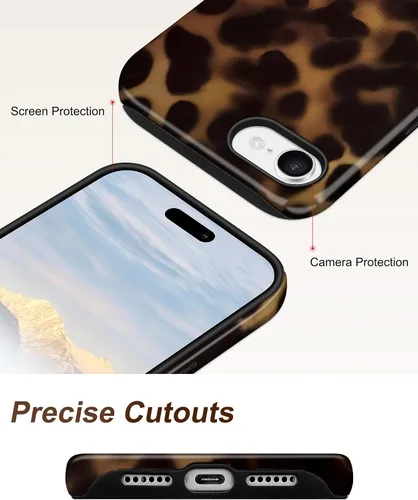 Vista 5 de Jusy Funda compatible con MagSafe con estampado de caparazón de tortuga marrón para iPhone 7/8/SE, cubierta protectora de TPU suave magnética