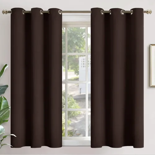 Vista 126 de YoungsTex - Cortinas blackout cortas, aislamiento térmico, ojales, oscurecen la habitación, privacidad, para cámper, sótano, cocina y baño, 2 Gris