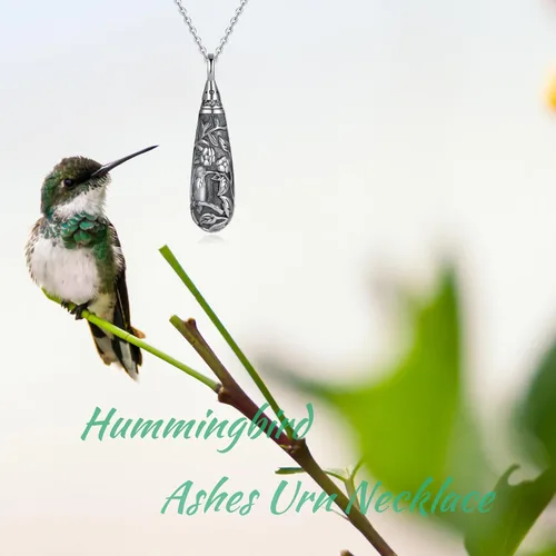 Vista 19 de Collar con colgante de urna de cenizas de cremación y árbol de la vida para mujer, plata de ley US1
