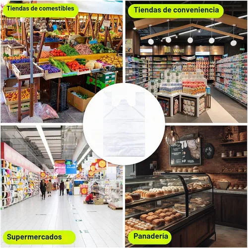Vista 6 de 1000 bolsas de plástico transparente de la camiseta de las cuentas, bolsos plásticos manejados de la camiseta