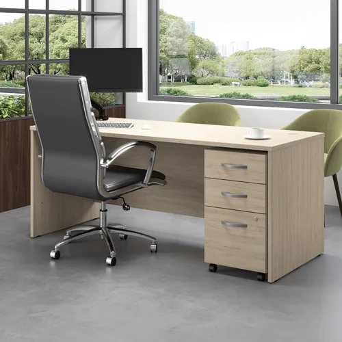 Vista 2 de Bush Business Furniture - Escritorio de oficina de 72 pulgadas de ancho x 30 pulgadas de profundidad con archivador móvil, mesa de computadora
