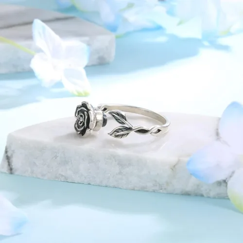 Vista 28 de Fidget Spinner Anxiety Rings for Women: Sterling Silver Lotus Moon Star Sunflower Ring Stress Relieving Calm Ring Jewelry Gifts for Daughter