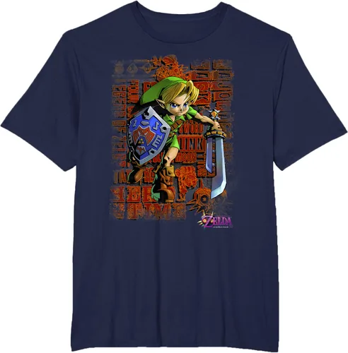 Vista 11 de Legend of Zelda Majoras Mask Link Action Retrato Camiseta Negro