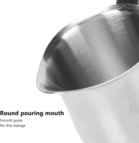 Vista 7 de Jarra de espuma de leche, taza ergonómica para espumar leche de acero inoxidable 304, jarra de vapor de leche para café, accesorios para máquina