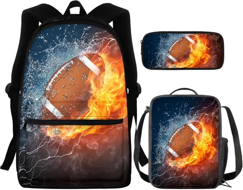 Vista 124 de FOR U DESIGNS Fuego baloncesto impreso niños escuela mochilas viaje mochila libro bolsa