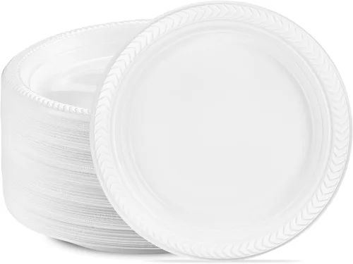 Vista 21 de PLASTICPRO 100 piezas de cuencos de plástico blanco de 5 oz de calidad premium, platos ligeros desechables, cuencos pequeños de plástico