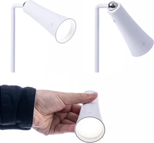 Vista 5 de Lámpara de flauta - Escritorio LED recargable 4 en 1, pared, lámpara de abrazadera y linterna con base magnética, brillo de 4 niveles, brazo