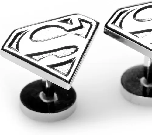 Vista 3 de Gemelos con escudo de Superman plateado