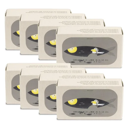 Vista 7 de Sardinas enlatadas con limón y aceite de oliva por Jose Gourmet, Sardinas portuguesas capturadas en la naturaleza, conservas de pescado en aceite
