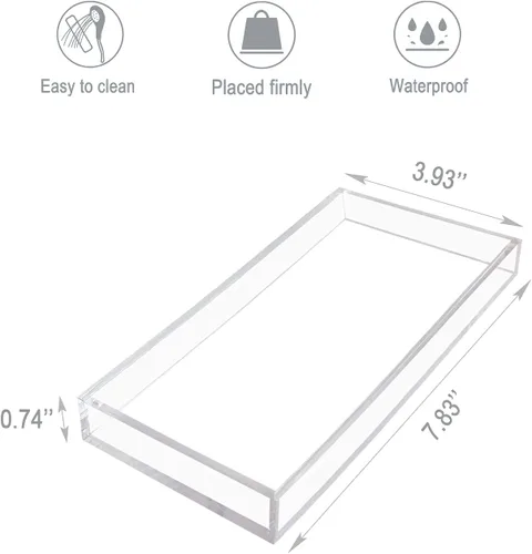 Vista 4 de Bandeja de acrílico Bigfety para organizar, bandejas de baño transparentes para mostrador, escritorio, cómoda