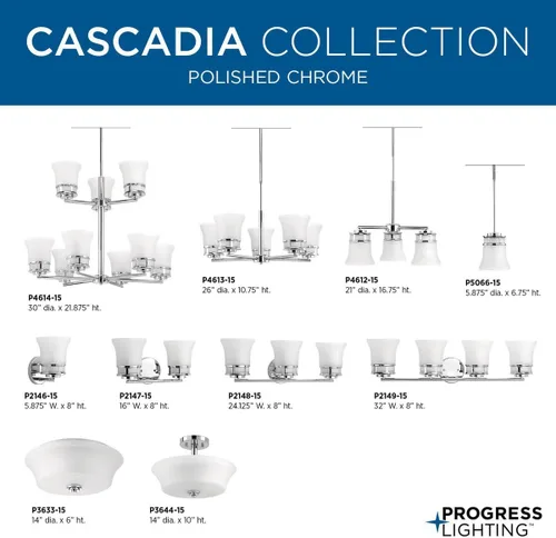 Vista 5 de Progress Lighting Cascadia Collection - Mini-colgante costero de cristal grabado con 1 luz, cromo pulido
