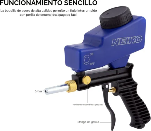 Vista 3 de NEIKO 30068A - Pistola de arena de aire sopladora Elimina pintura, óxido, manchas y suciedad en superficies Alimentación por gravedad Boquilla