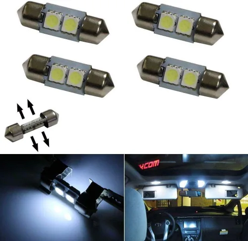 Vista 6 de iJDMTOY (4) focos LED de repuesto de xenón blanco 4-SMD 1.25" 31 mm para interior de auto Mapa Domo luces