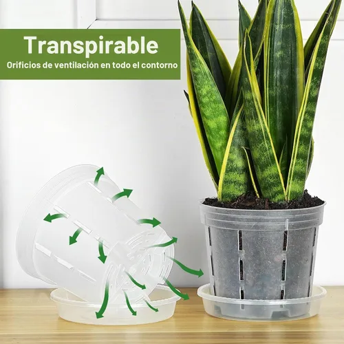 Vista 5 de Maceta de orquídeas, paquete de 10 macetas transparentes de 6 pulgadas