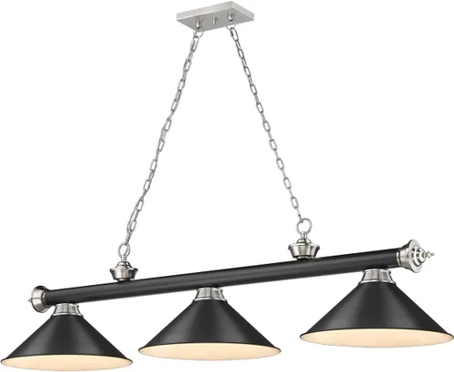 Vista 9 de Z-Lite 2306-3MB-MB15 Cordon Billar Colgante, 3 luces 180 vatios totales, negro mate