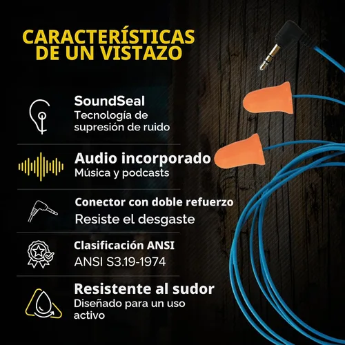 Vista 4 de Tapones para orejas/audífonos – 1.ª generación (naranja) Plugfones