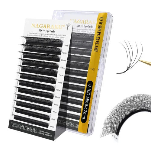 Vista 45 de NAGARAKU Extensiones de pestañas prefabricadas en abanico 3D W 0.05 C 0.315 0.05-C 3D W