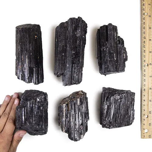 Vista 3 de JIC Gem Piedras grandes de cristales de turmalina negra de 2 libras, piezas grandes, rocas de turmalina negra, cristales curativos a granel