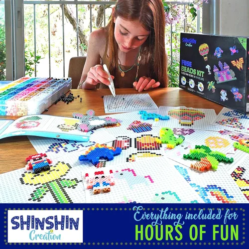 Vista 2 de Kit XL de cuentas de fusible, cuentas de fusión para manualidades infantiles Kit de planchado para niños - Cuentas de fusible, compatibles