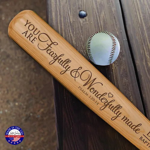Vista 3 de Lifesong Milestones Bate de béisbol personalizado, regalos de primera comunión para niños, regalos de bautismo grabados de madera para niños