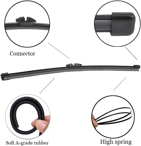 Vista 5 de Wiper Front & Rear Wiper Blades Set Compatible with BMW 5 Series F11 2010-2016 Windshield Windscreen Window Brushes 26"18"14