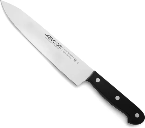 Vista 51 de Juego de cuchillos Arcos 5 piezas Nitrum de acero inoxidable. Mayor potencia de corte. Bloque de madera de pino. Mango ergonómico de polioximetileno