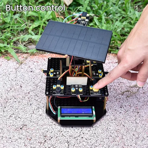 Vista 5 de KEYESTUDIO Kit electrónico de seguimiento solar DIY para Arduino, carga de teléfono inteligente, sensor de temperatura y humedad, sensor de luz