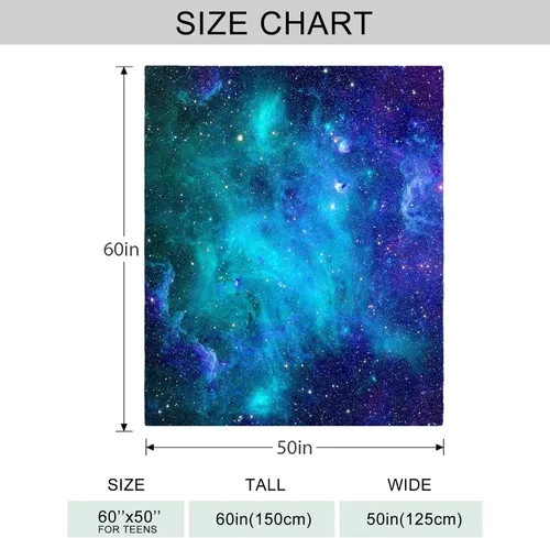 Vista 3 de Manta de galaxia espacial, suave y cálida manta de felpa de forro polar de 50 x 40 pulgadas, manta de franela suave y acogedora para cama, sofá