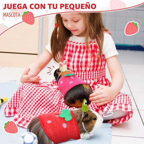 Vista 6 de Mixweer 4 piezas de conejillo de indias incluye 2 ropa de conejillo de indias y 2 lindos mini sombreros con correa ajustable, chaleco cálido