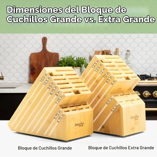 Vista 5 de 20 Slot soporte universal para cuchillos de bambú sin cuchillos. Shenzhen Knives organizador y base para almacenar cuchillos