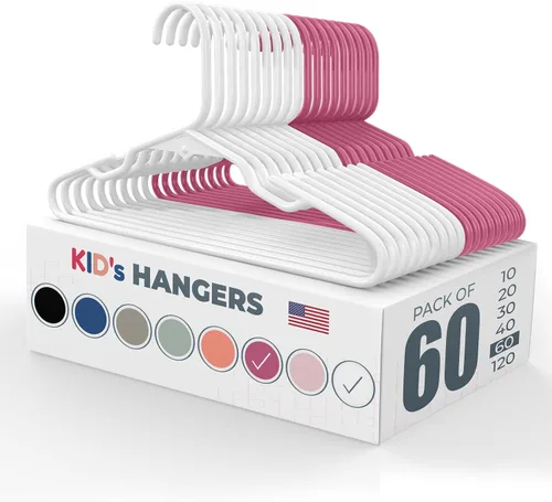 Vista 37 de Perchas de plástico para niños de 12 pulgadas, paquete de 10 unidades, fabricadas en los Estados Unidos, capacidad de 5 libras, perchas para ropa
