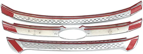 Vista 3 de NINTE Cubierta de rejilla apta para Ford Explorer Base/Limited/XLT Utility 4 puertas cromadas plateadas 2011-2015, no compatible con Explorer