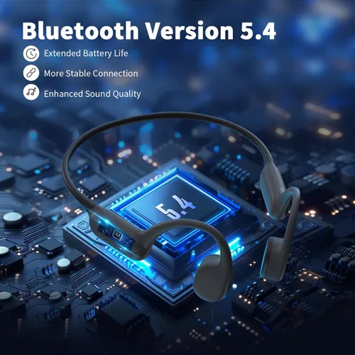 Vista 7 de Auriculares de conducción ósea, Bluetooth 5.4, auriculares inalámbricos con micrófono, auriculares deportivos IPX6 para correr (gris)