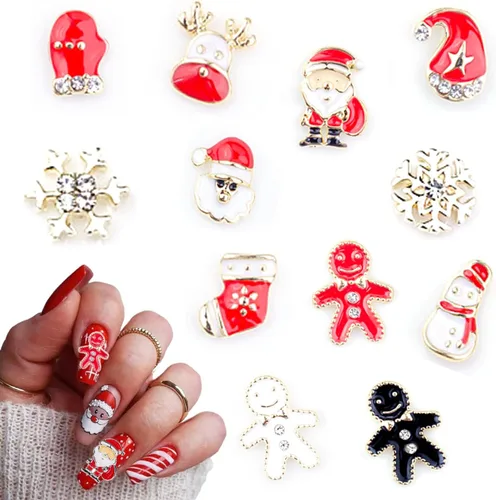 Vista 9 de 10 dijes de uñas de Halloween, diseño de calavera de fantasma, corazón con gemas de uñas, divertidos diamantes de imitación de uñas de Halloween
