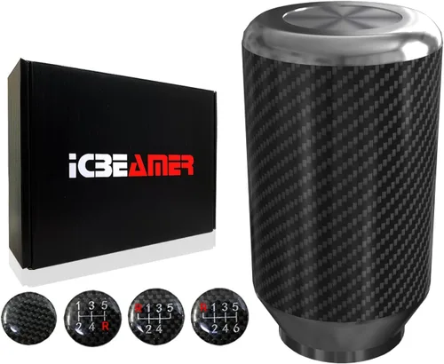 Vista 11 de ICBEAMER Drifting JDM Styles - Perilla de palanca de cambios manual de aluminio con fibra de carbono real (5 y 6 velocidades)