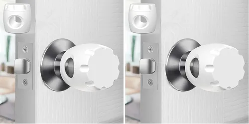 Vista 10 de Cubierta de seguridad para pomo de puerta, funda de seguridad para manija de puerta de bebé, reutilizable, paquete de 4 Diseño de rosca