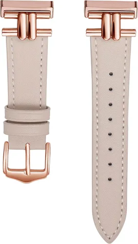 Vista 3 de Correa de cuero compatible con Fitbit Versa 4/Sense 2 bandas para mujer, elegante correa de cuero delgada compatible con Fitbit Sense/Versa 3 lujosa