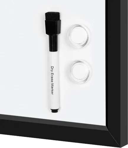 Vista 6 de Amazon Basics Pizarra magnética de borrado en seco, 35 pulgadas de ancho x 23 pulgadas de alto, marco de madera negro Negro/Blanco
